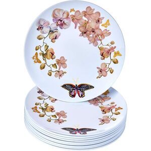 Decorative Plastic Plates | 10 Dinner Plates Fluttering Collection 10.25”, Pink